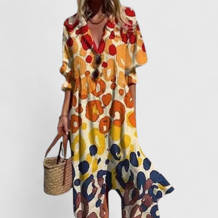 Vanity | Women’s Elegant Boho Dress – Chic Floral Maxi with Flowy Silhouette Yellow