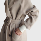 Ēden | Women's Belted Longline Coat - Elegant Tailored Wool Blend Trench & Wrap Overcoat