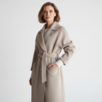 Ēden | Women's Belted Longline Coat - Elegant Tailored Wool Blend Trench & Wrap Overcoat
