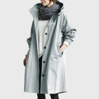 Bersh | Women’s Coat | Trench Longline Hooded Light Blue