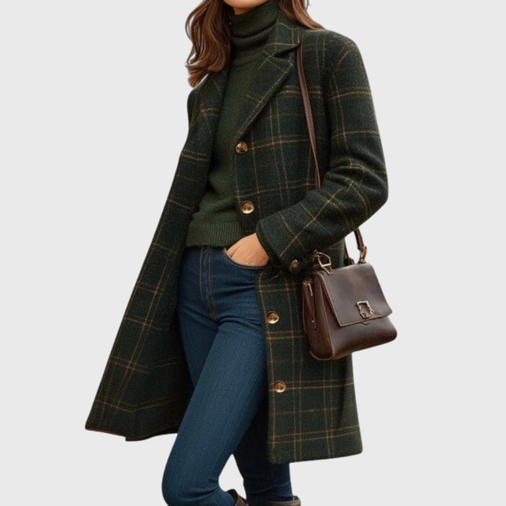Damaris | Women’s Coat | Longline Button Front Green