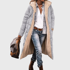 Tasana | Women's Reversible Coat - 2-in-1 Warm Sherpa Fleece & Quilted Puffer Jacket Grey