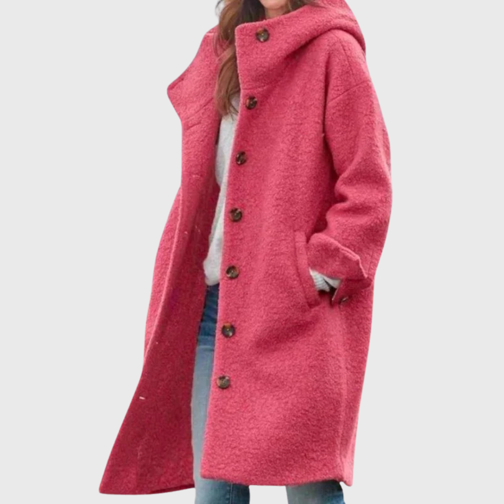 Inspire | Women’s Coat | Button Hooded Longline Pink