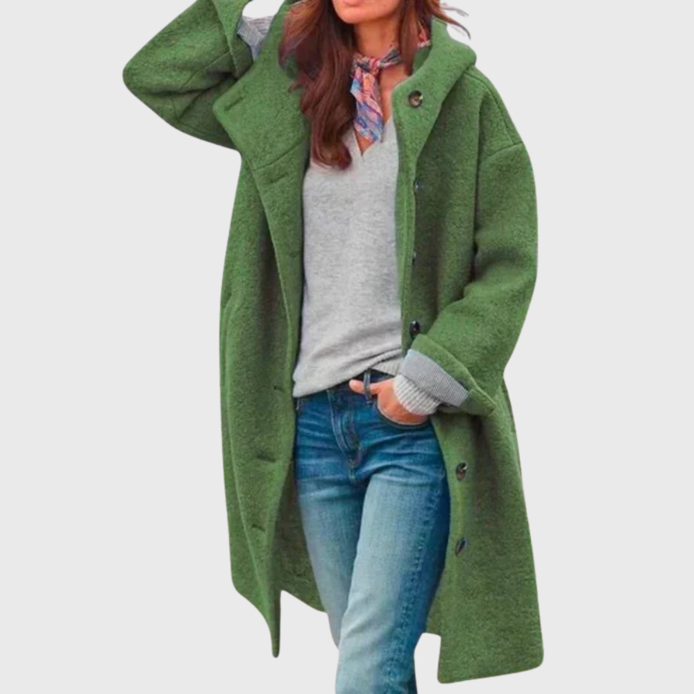 Inspire | Women’s Coat | Button Hooded Longline Green