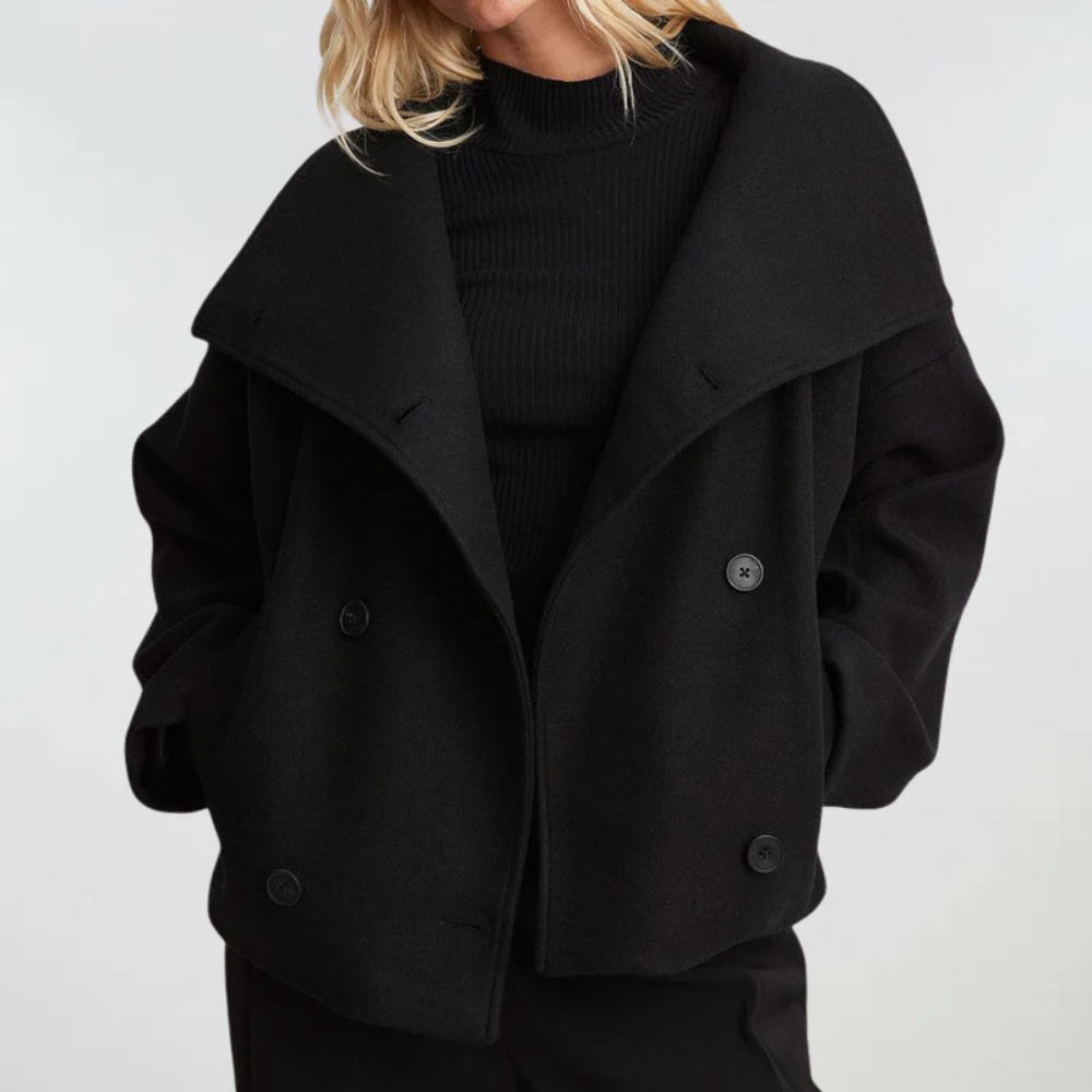 Parsha | Women’s Coat | Cropped Double Breasted Black