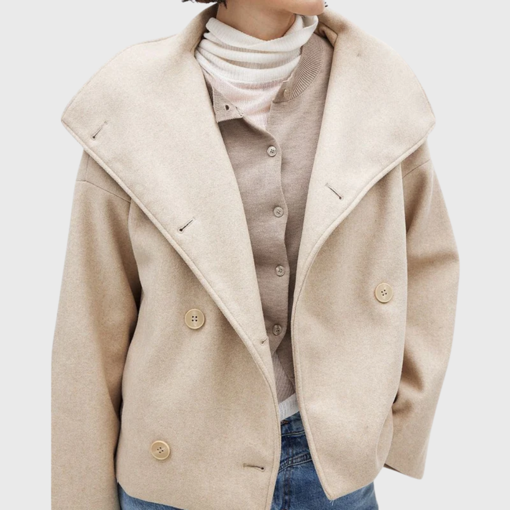 Parsha | Women’s Coat | Cropped Double Breasted Beige