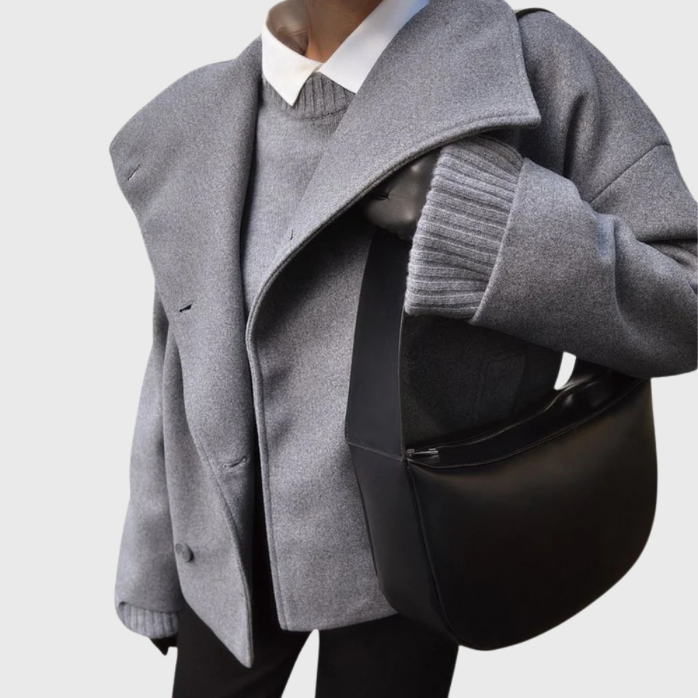 Parsha | Women’s Coat | Cropped Double Breasted Dark Gray