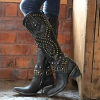 Chāme | Women's Western Knee-High Boots - Pointed Toe Cowboy & Cowgirl Tall Boots Black