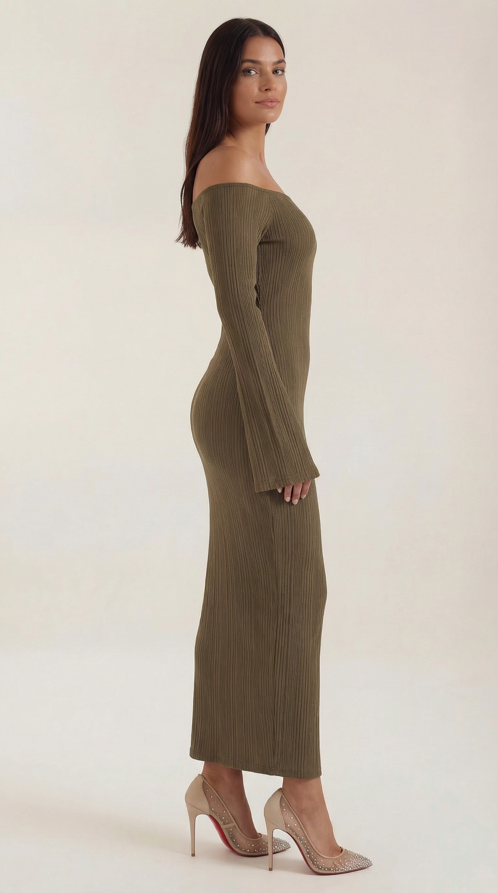 Women's Off-Shoulder Bodycon Maxi Dress Sleek Evening Gown