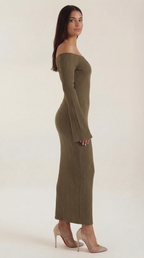 Women's Off-Shoulder Bodycon Maxi Dress Sleek Evening Gown