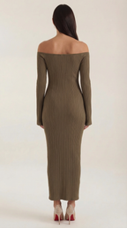 Women's Off-Shoulder Bodycon Maxi Dress Sleek Evening Gown