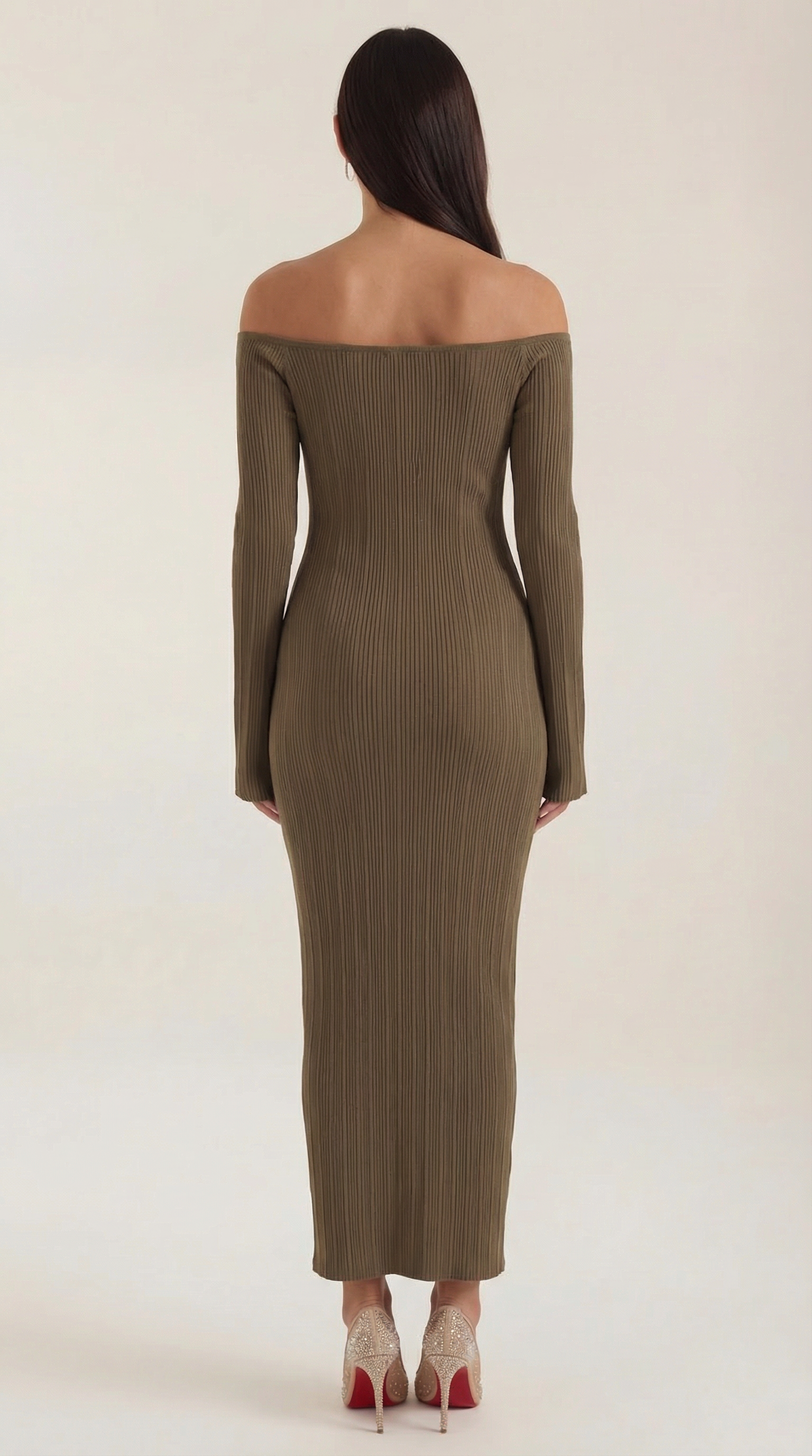 Women's Off-Shoulder Bodycon Maxi Dress Sleek Evening Gown