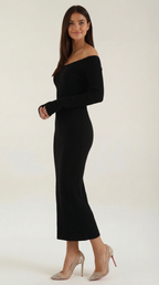 Women's Off-Shoulder Bodycon Maxi Dress Sleek Evening Gown