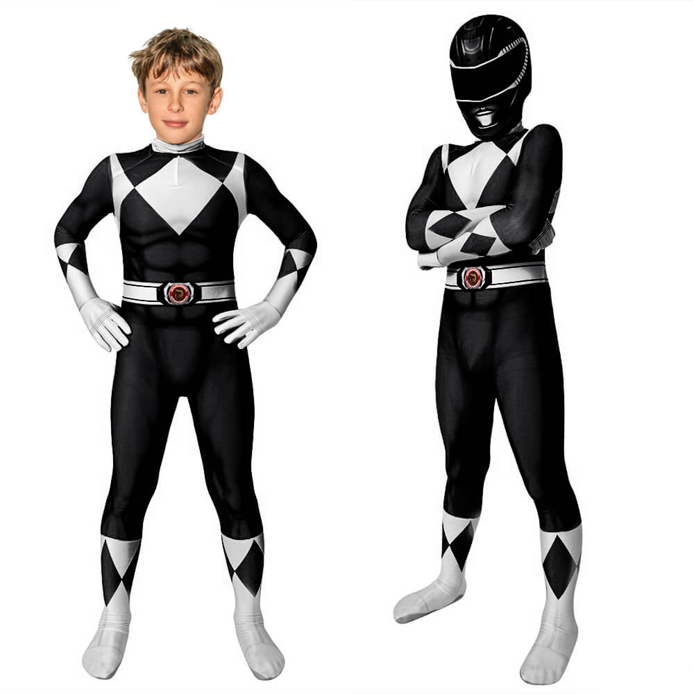 Ranger Costume Jumpsuit for Kids Superhero Cosplay Designs black