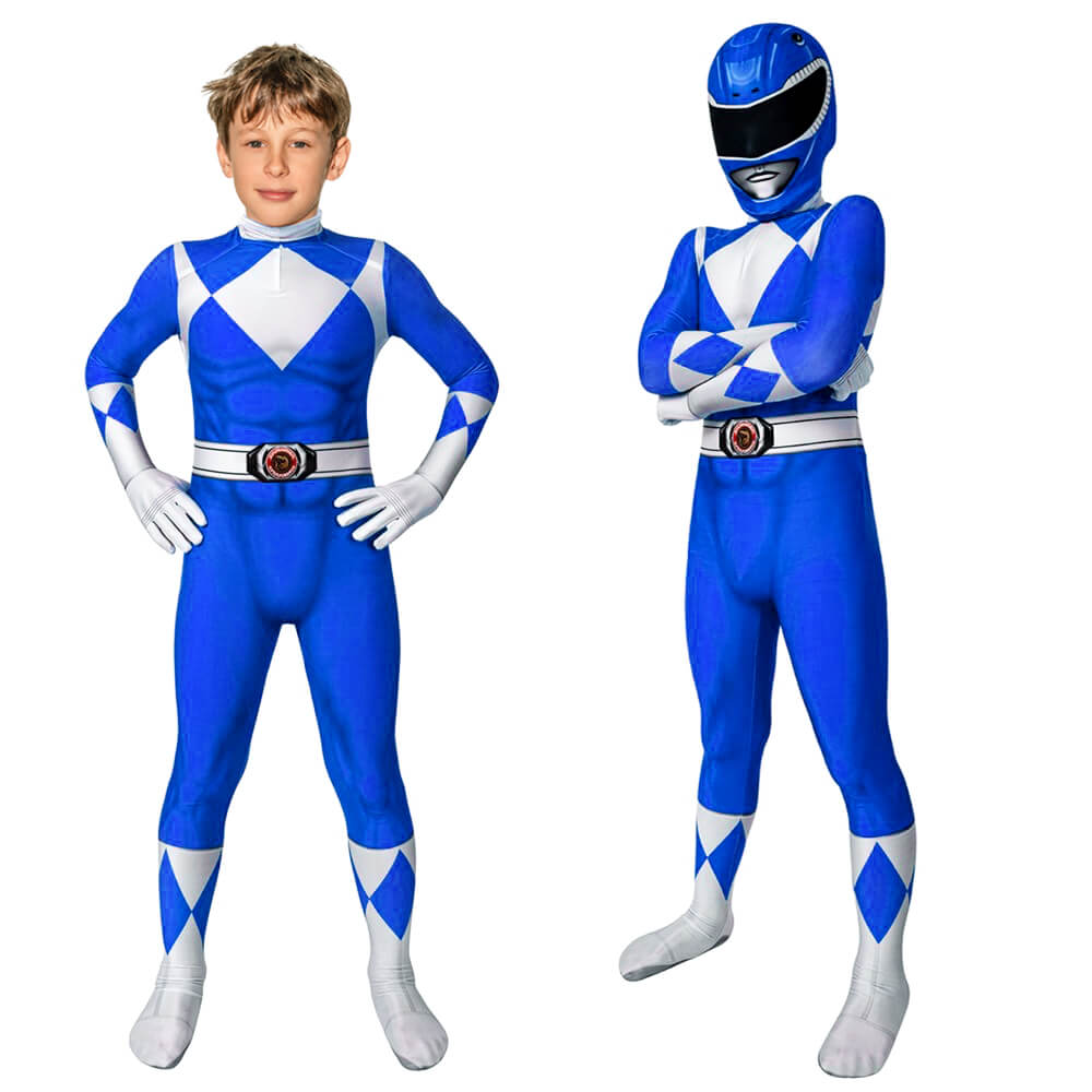 Ranger Costume Jumpsuit for Kids Superhero Cosplay Designs blue