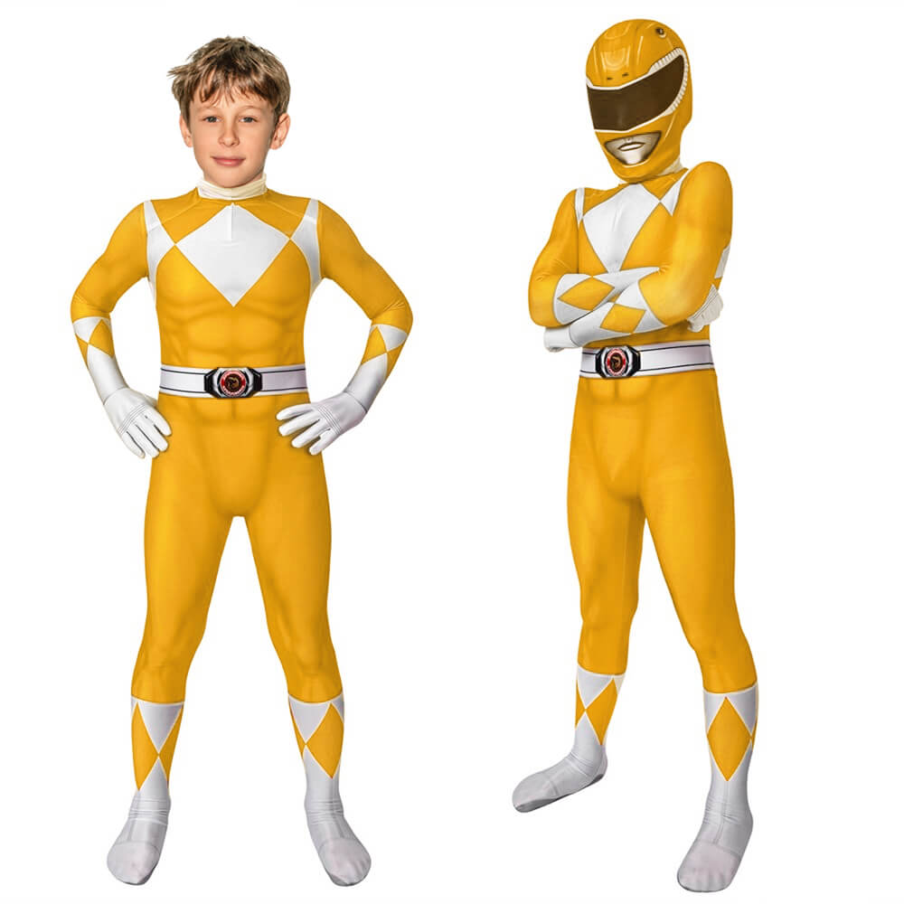 Ranger Costume Jumpsuit for Kids Superhero Cosplay Designs yellow