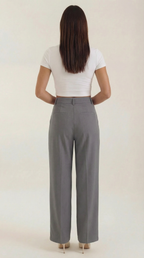 Marquise Women's Wide-Leg Office Trousers – High-Waisted Tailored Fit & Crepe Fabric