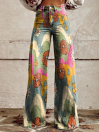 Lumi | Women’s Casual Baggy Jeans – Relaxed Oversized Fit & Long Architectural Drape waves & flowers