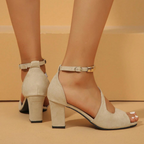 Amore | Women's Peep-Toe Ankle Strap Sandals – Chunky Heel & Modern Silhouette