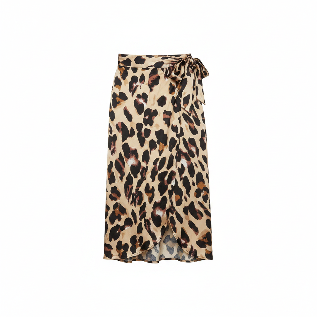 Rogue | Open Wrap Skirt with Slit for Women - Leopard Print