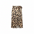 Rogue | Open Wrap Skirt with Slit for Women - Leopard Print