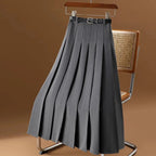 Rogue | Women's Pleated Maxi Skirt – Elegant Pleated & Lightweight Material gray