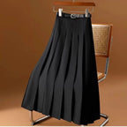 Rogue | Women's Pleated Maxi Skirt – Elegant Pleated & Lightweight Material black