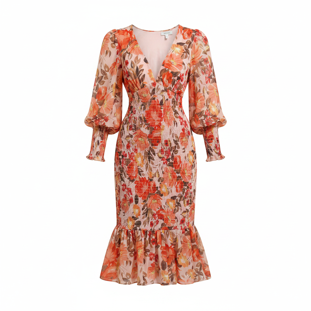 Vienna | Romantic Floral Smocked Midi Dress – Captivating Summer Style