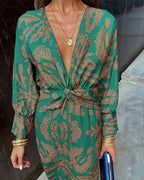 Flora | Women’s Long-Sleeved Maxi Dress – Boho V-Neck Design & Fluid Summer Drape
