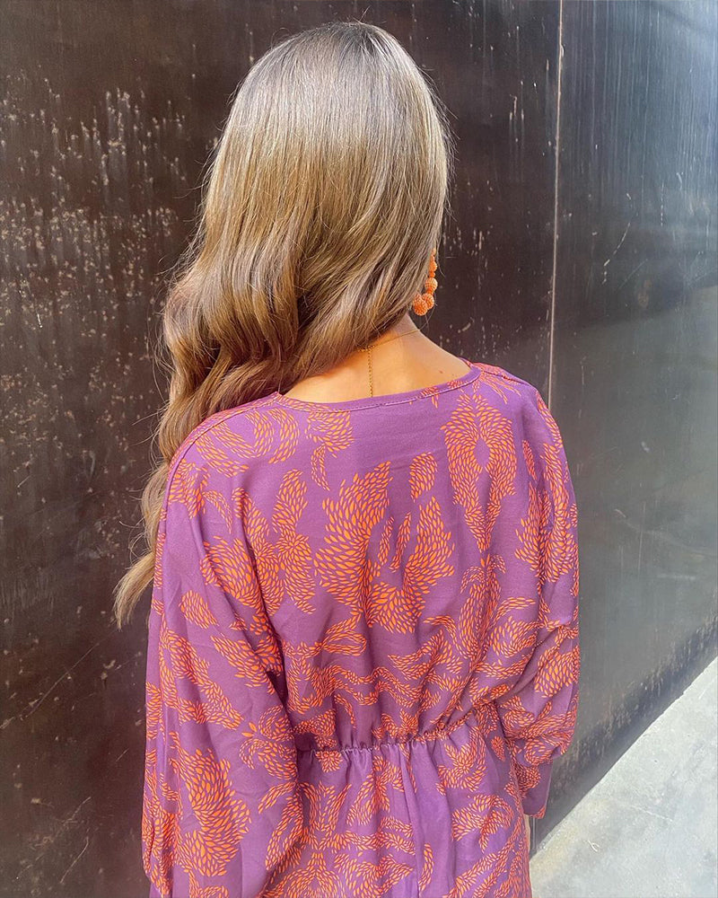 Flora | Women’s Long-Sleeved Maxi Dress – Boho V-Neck Design & Fluid Summer Drape