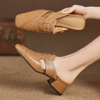 Rosel | Square-Toe Leather Mules – Chic Artisan Craft & Refined Slimming Silhouette