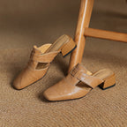 Rosel | Square-Toe Leather Mules – Chic Artisan Craft & Refined Slimming Silhouette