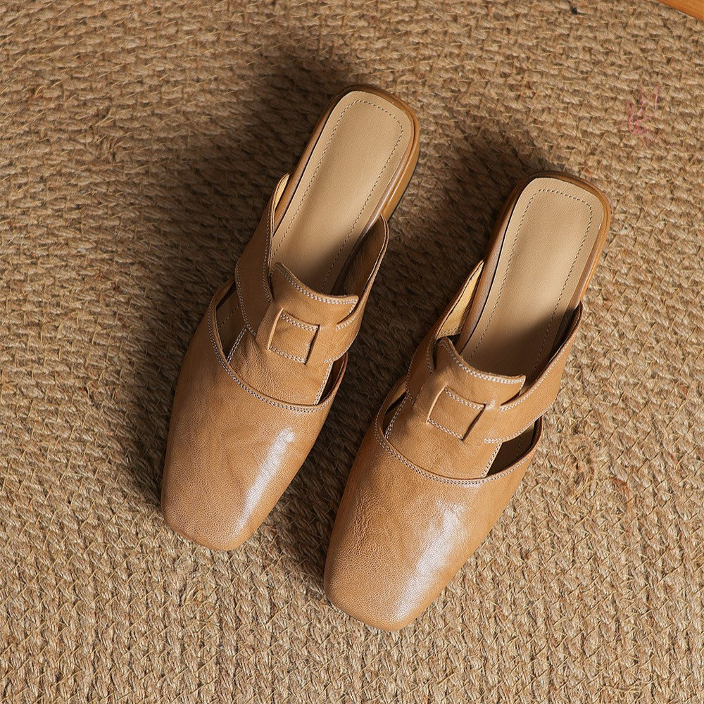 Rosel | Square-Toe Leather Mules – Chic Artisan Craft & Refined Slimming Silhouette