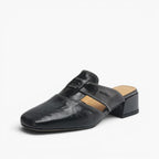 Rosel | Square-Toe Leather Mules – Chic Artisan Craft & Refined Slimming Silhouette Classic Black