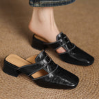 Rosel | Square-Toe Leather Mules – Chic Artisan Craft & Refined Slimming Silhouette