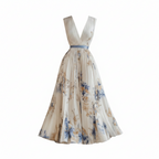 Aura | Women’s Elegant Pleated Maxi Dress – Chic Botanical Flow & Refined Slimming Accordion Pleats