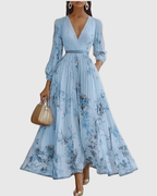 Aura | Women’s Elegant Pleated Maxi Dress – Chic Botanical Flow & Refined Slimming Accordion Pleats