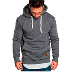 Ranches | Casual Hoodie for Men - With Kangaroo Pocket and White Drawstring Dark gray