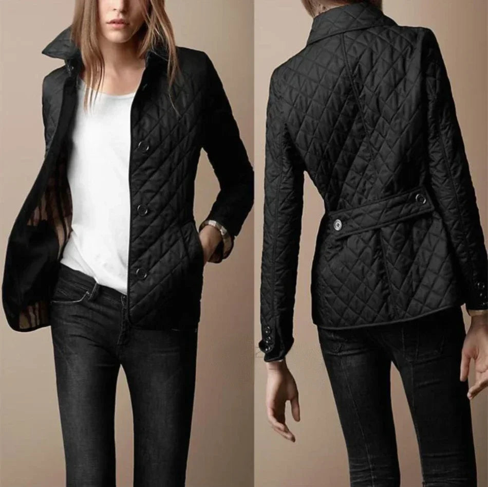 Dôre | Women’s Diamond Quilted Casual Jacket Black