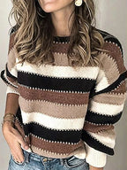 Flōre | Women's Striped Loose Fit Sweater - Oversized Knit Pullover & Slouchy Jumper