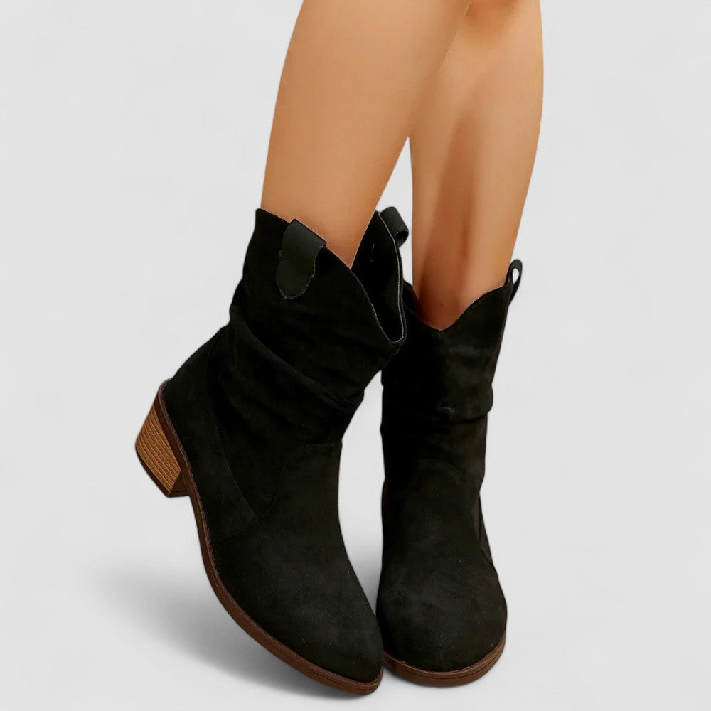 Sephira | Women's Comfortable Ankle Boots - Stylish Low Block Heel Walking Booties
