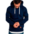 Ranches | Casual Hoodie for Men - With Kangaroo Pocket and White Drawstring Dark blue