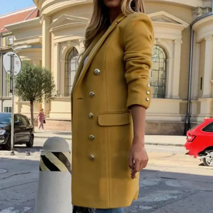 Long Coat with Button Closure for Women | Ideal for Winter and Mid-Season