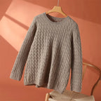 Sephira | Women's Textured Long Sleeve Sweater - Soft Cable Knit Pullover & Ribbed Jumper
