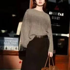 Sephira | Women's Textured Long Sleeve Sweater - Soft Cable Knit Pullover & Ribbed Jumper