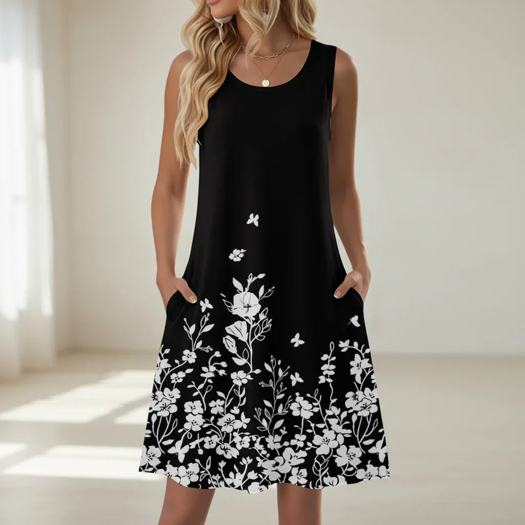 Luna | Short Women’s Summer Dress with Floral Pattern and Pockets