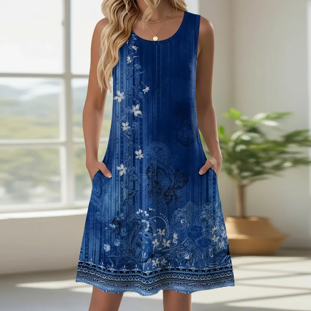 Luna | Short Women’s Summer Dress with Floral Pattern and Pockets