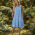 Luna | Short Women’s Summer Dress with Floral Pattern and Pockets