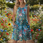 Luna | Short Women’s Summer Dress with Floral Pattern and Pockets