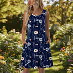 Luna | Short Women’s Summer Dress with Floral Pattern and Pockets